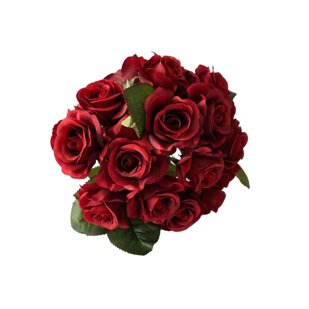Bukiet czerwone róże sztuczne kwiaty 25cm 18 sztuk