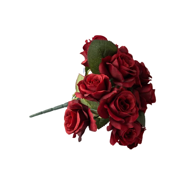 Bukiet czerwone róże sztuczne kwiaty 25cm 18 sztuk