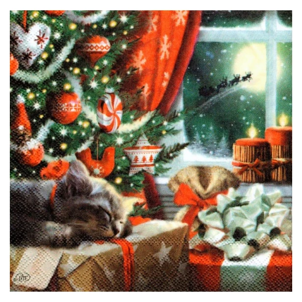 Serwetka mała - Świąteczny kotek