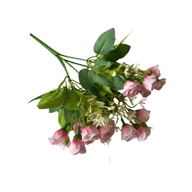 Bukiet różowe małe różyczki sztuczne kwiaty 30cm 15 sztuk