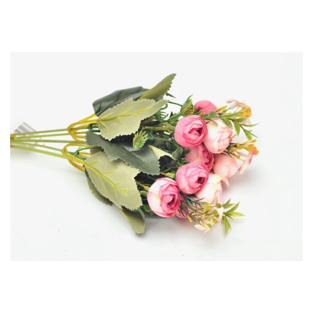 Bukiet różowe małe różyczki sztuczne kwiaty 30cm 15 sztuk