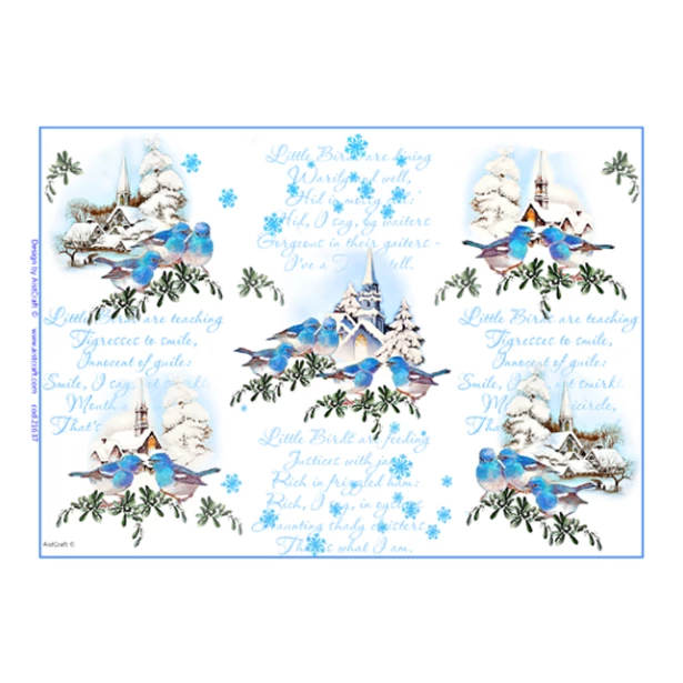 Papier ryżowy A4 AistCraft - Boże Narodzenie, Zimowe Ptaszki, Zimowe Widoki