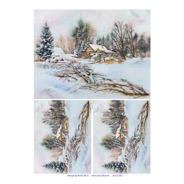 Papier ryżowy A4 AistCraft - Boże Narodzenie, Zimowe Widoki
