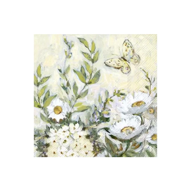 Serwetka - Kwiaty polne, motyl