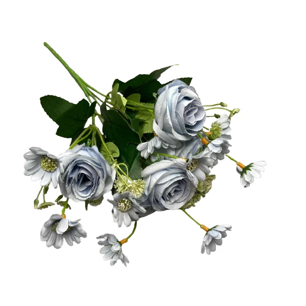 Bukiet mieszany RÓŻE/STOKROTKI - sztuczne kwiaty 30cm