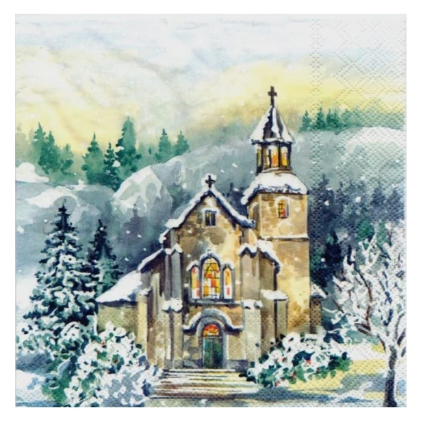 Serwetka - Zimowy widok, kościół