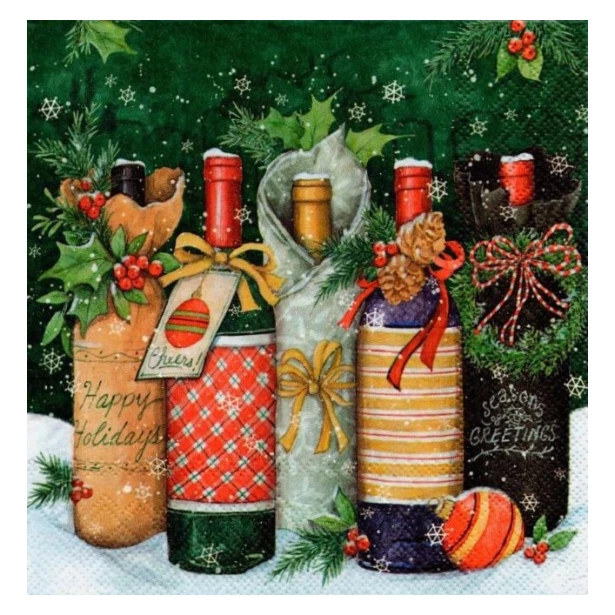 Serwetka - Świąteczne butelki