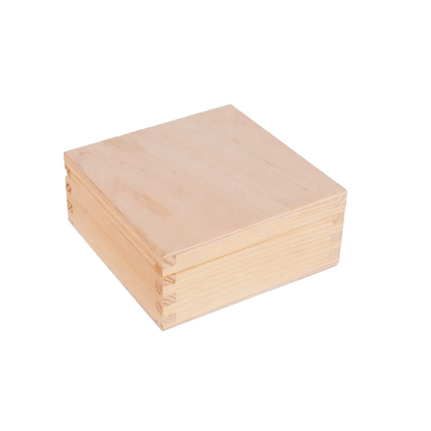 Drewniane pudełko kwadratowe - 14,8 x 14,8 x 7cm
