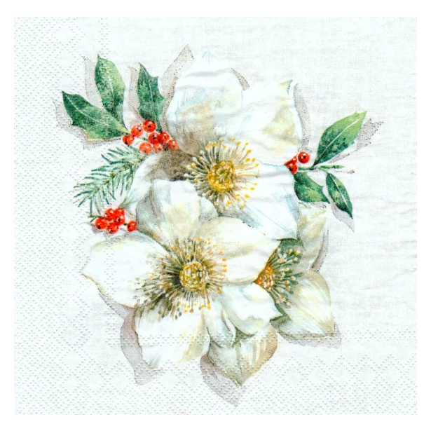 Serwetka - Białe kwiaty