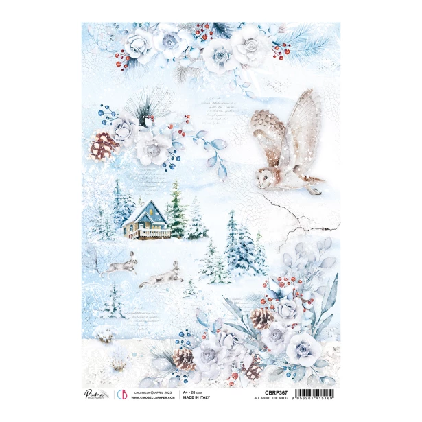 Papier ryżowy A4 CIAO BELLA - Zimowy widok, Kwiaty, Zwierzęta