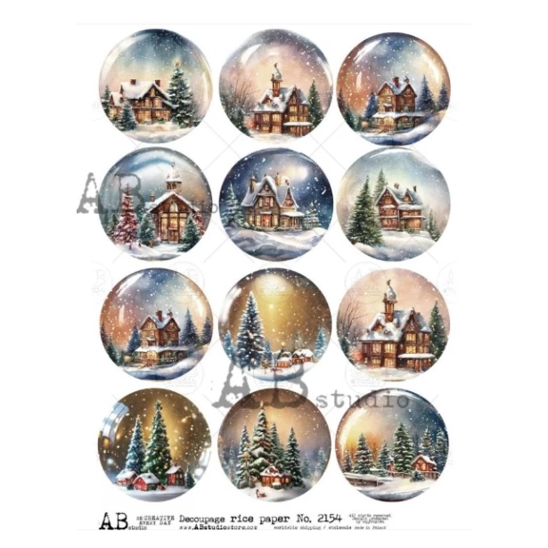 Papier ryżowy A4 - Boże Narodzenie, Zimowy Widok