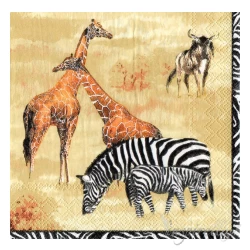 Serwetka - Afryka safari zebra, żyrafa