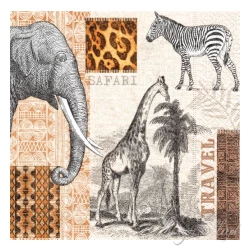 Serwetka - słoń, żyrafa, zebra