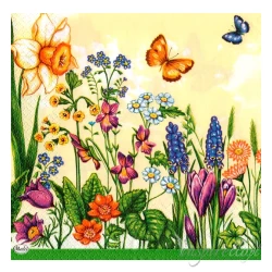 Serwetka - polne kwiaty, łąka, motylki