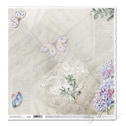 Papier scrapbooking - motyle, kwiat bzu, nuty