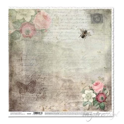 Papier scrapbooking - kwiaty, pszczoła