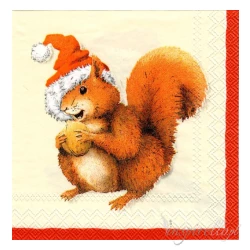 Serwetka - świąteczne zwierzęta; sowa, wiewiórka, miś, zajączek