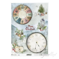 PAPIER RYŻOWY A4 - Choinka, Zegary, Świąteczne dekoracje