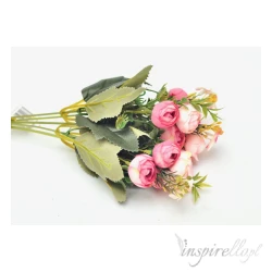 Bukiet różowe róże sztuczne kwiaty 30cm 6 sztuk