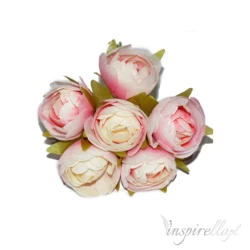Bukiecik ozdobny róża pudrowa RÓŻOWA 3,5cm - 6 sztuk/główek