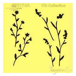 Szablon maska 16x16cm - lawenda, kwiaty, listki, gałązki, roślinki