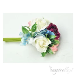 Bukiet róż sztuczne kwiaty 24,5 cm - fioletowe