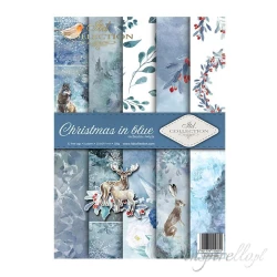 Papier do scrapbookingu ''Niebieskie święta'' A4 - Święta, śnieg, zwierzątka