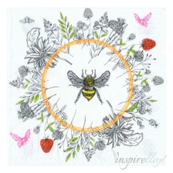 Serwetka - Pszczoła, kwiaty,