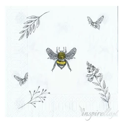Serwetka - Pszczoła, kwiaty,