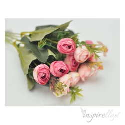 Bukiet kolorowe róże sztuczne kwiaty 25cm 18 sztuk