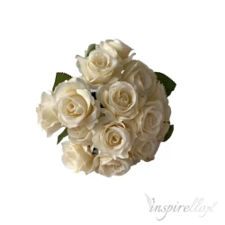 Bukiet kremowe róże sztuczne kwiaty 25cm 18 sztuk