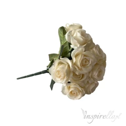 Bukiet kremowe róże sztuczne kwiaty 25cm 18 sztuk