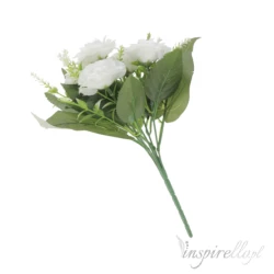 Bukiet białe róże sztuczne kwiaty 24cm 5 sztuk