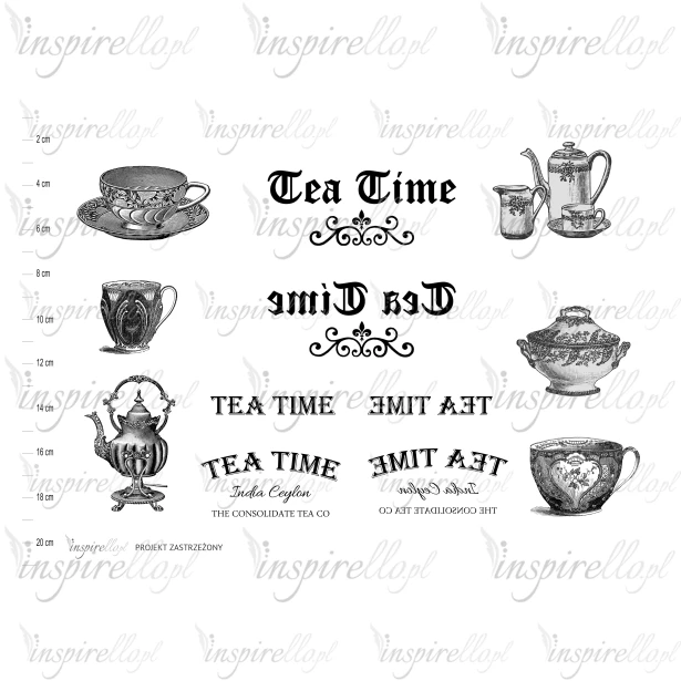 Grafika do transferu: tea time, dzbanki vintage