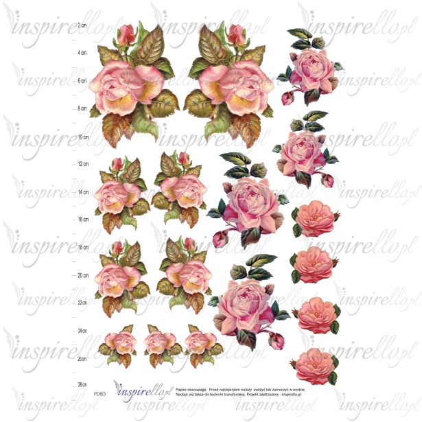 Elektroniczny papier decoupage: kwiaty róże
