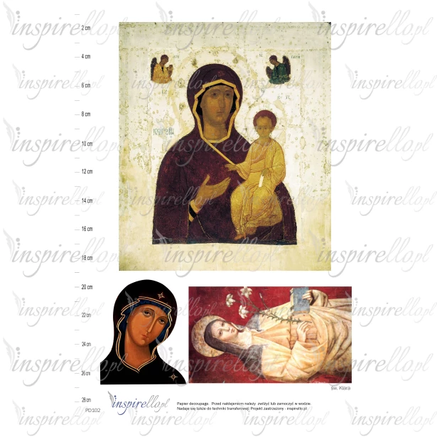 Elektroniczny papier decoupage: ikona św. Klara + św. Rodzina