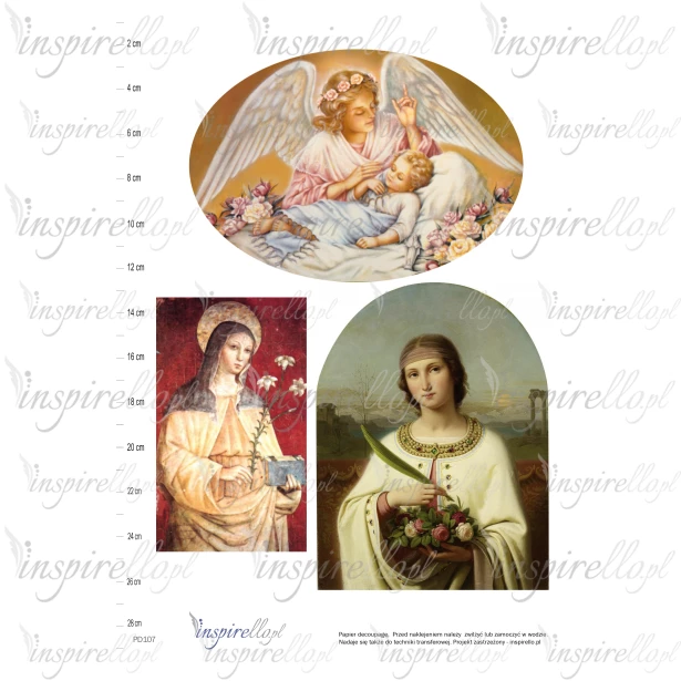 Elektroniczny papier decoupage: ikona św. Klara i św. Dorota